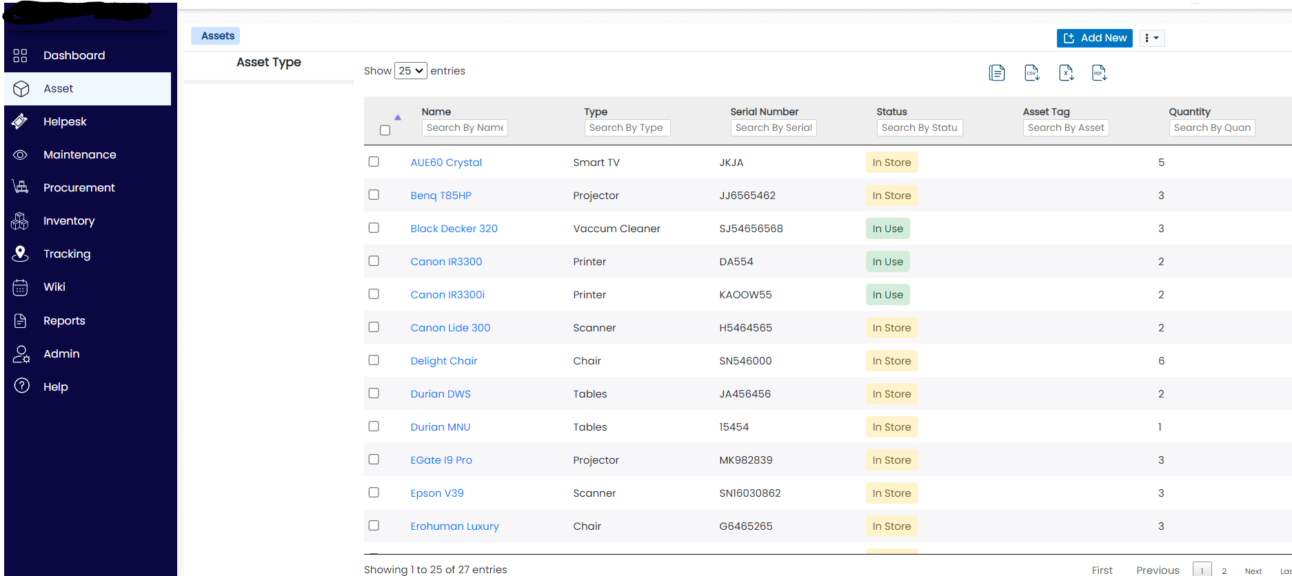 asset security product screen