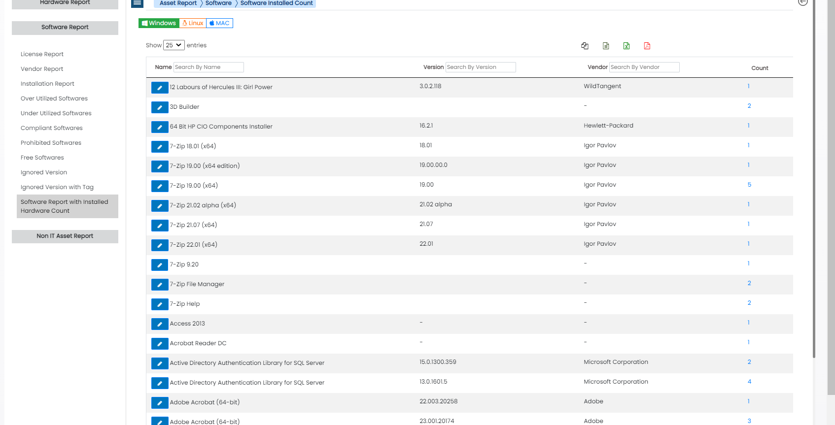 software security compliance product screen
